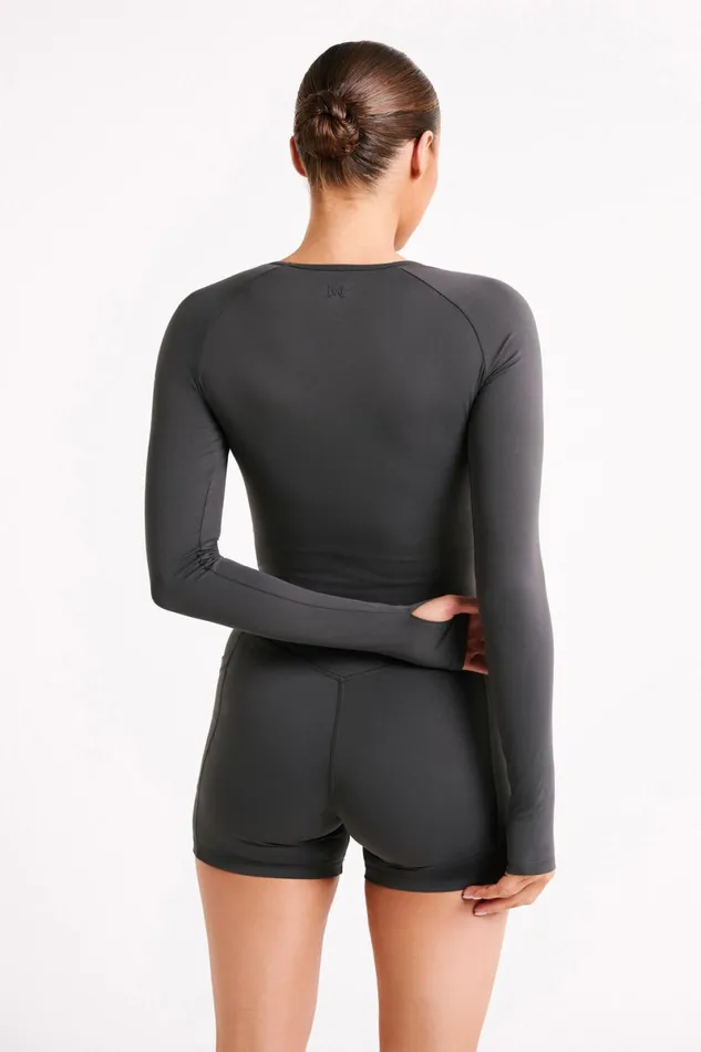 Meshki Activewear Martina Bike Shorts With Pocket 8211 Charcoal Charcoal 8211 Women