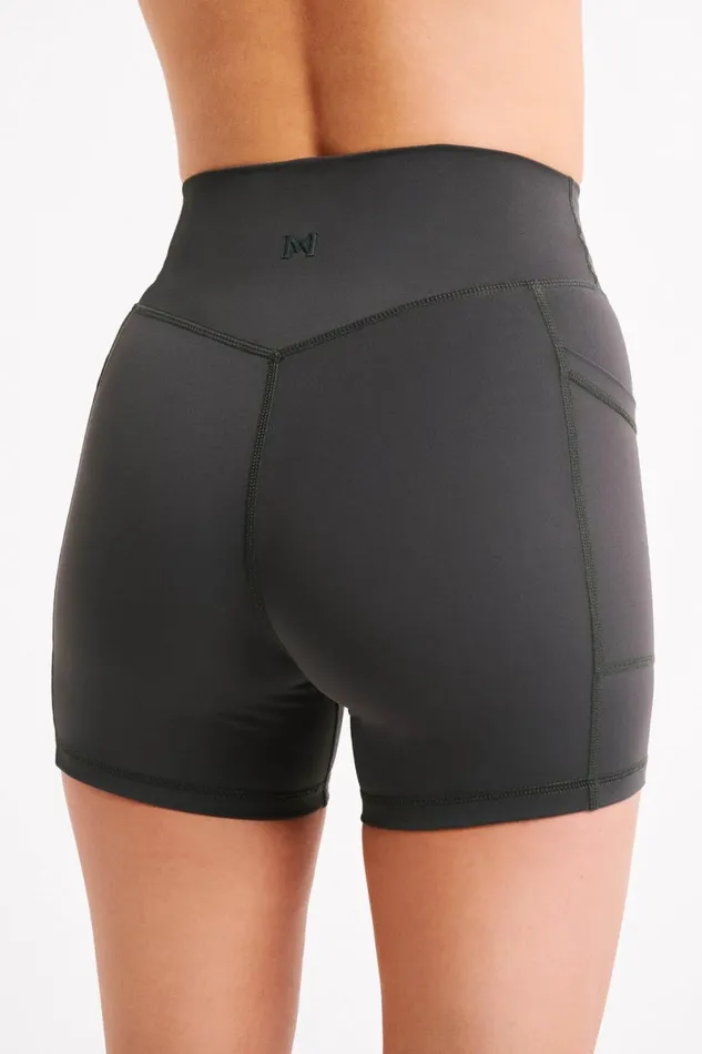 Meshki Activewear Martina Bike Shorts With Pocket 8211 Charcoal Charcoal 8211 Women