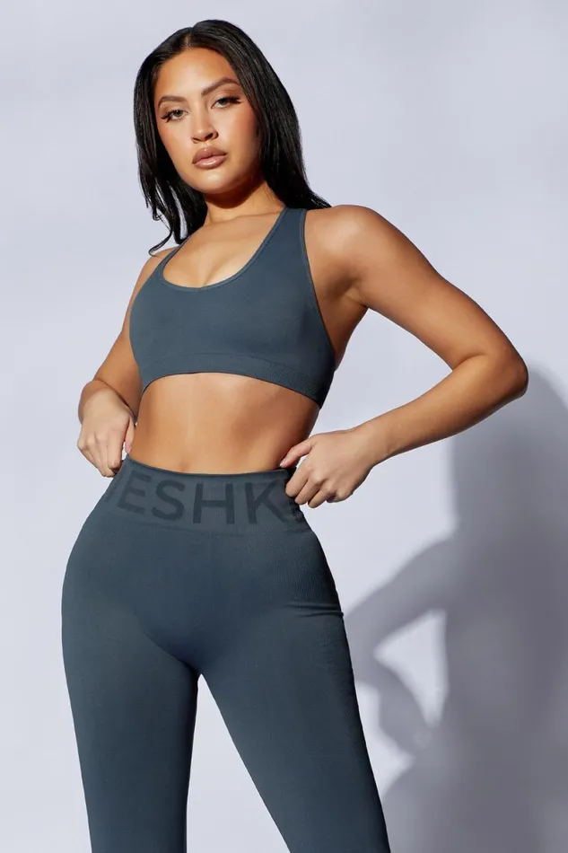 Meshki Activewear Quinn Halter Longline Top 8211 Charcoal Charcoal 8211 Women Meshki Activewear Quinn Halter Longline Top 8211 Charcoal Charcoal 8211 Women