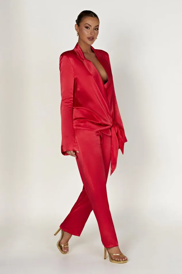 Meshki Bachelorette Aspyn Satin Blazer Jacket 8211 Red Red 8211 Women Meshki Bachelorette Aspyn Satin Blazer Jacket 8211 Red Red 8211 Women