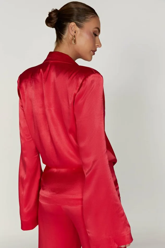 Meshki Bachelorette Aspyn Satin Blazer Jacket 8211 Red Red 8211 Women Meshki Bachelorette Aspyn Satin Blazer Jacket 8211 Red Red 8211 Women
