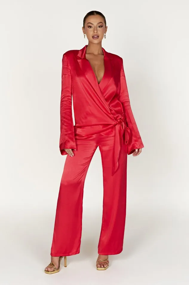 Meshki Bachelorette Aspyn Satin Blazer Jacket 8211 Red Red 8211 Women Meshki Bachelorette Aspyn Satin Blazer Jacket 8211 Red Red 8211 Women