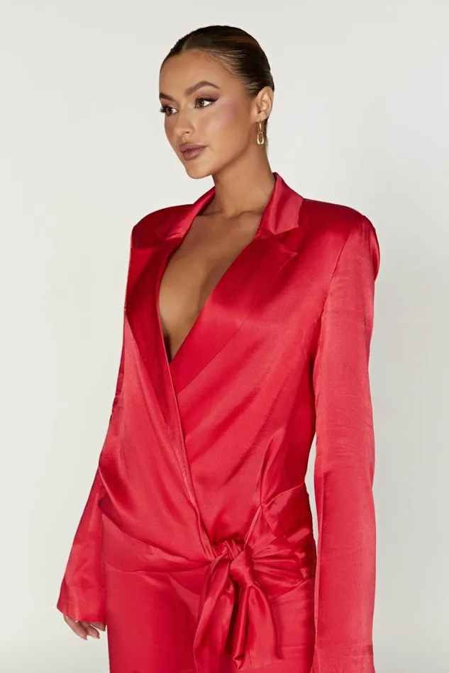 Meshki Bachelorette Aspyn Satin Blazer Jacket 8211 Red Red 8211 Women Meshki Bachelorette Aspyn Satin Blazer Jacket 8211 Red Red 8211 Women