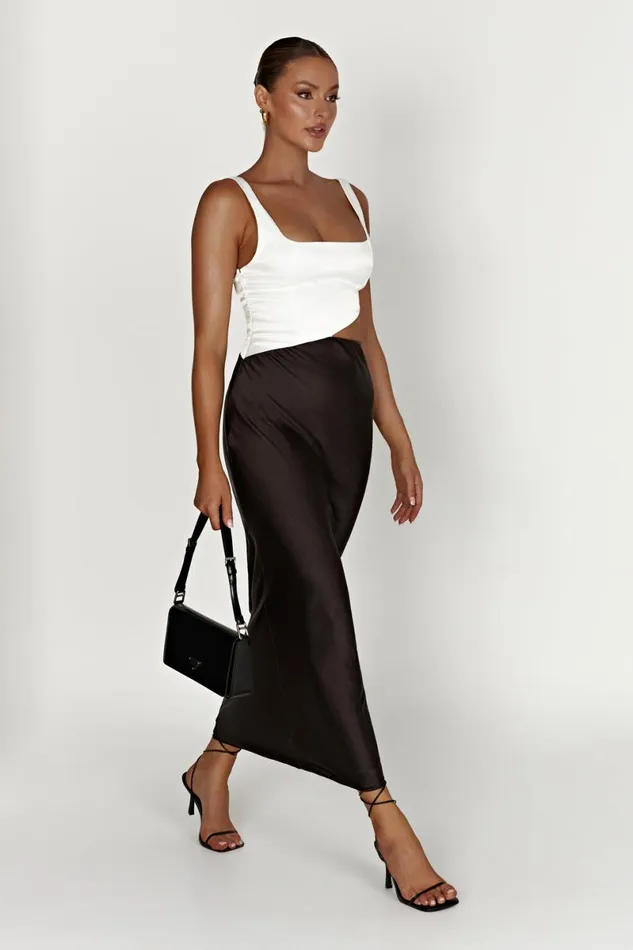 Meshki Bachelorette Gianna Two Tone Slashed Maxi Dress 8211 Black Black 8211 Women