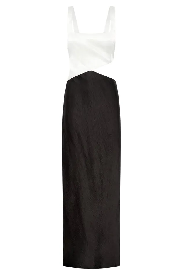 Meshki Bachelorette Gianna Two Tone Slashed Maxi Dress 8211 Black Black 8211 Women