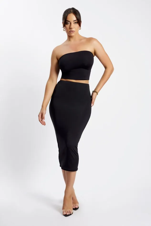 Meshki Basic Bottoms Charley Midi Skirt 8211 Black Black 8211 Women