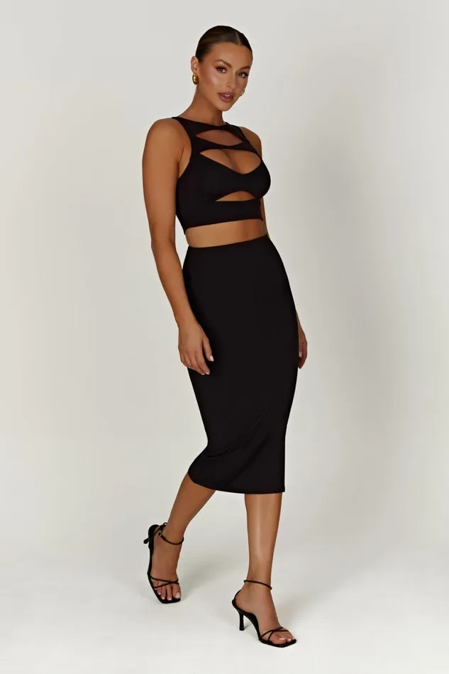 Meshki Basic Bottoms Charley Midi Skirt 8211 Black Black 8211 Women