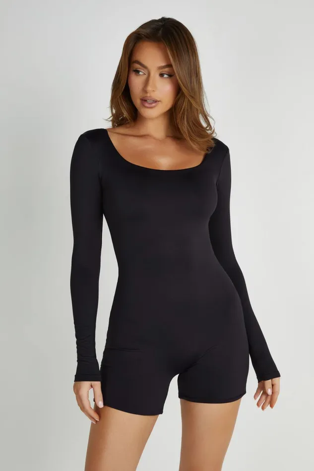Meshki Basic Bottoms Oakley Recycled Nylon Long Sleeve Playsuit 8211 Black Black 8211 Women Meshki Basic Bottoms Oakley Recycled Nylon Long Sleeve Playsuit 8211 Black Black 8211 Women