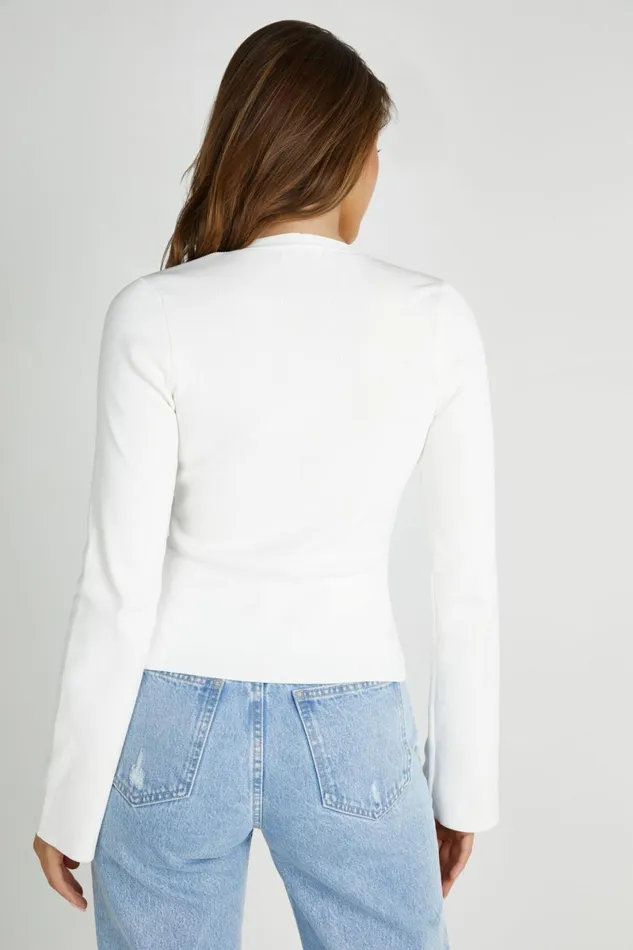 Meshki Basic Tops Carol Knit Twist Long Sleeve Top 8211 White White 8211 Women