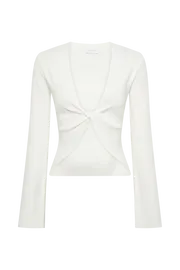 Meshki Basic Tops Carol Knit Twist Long Sleeve Top 8211 White White 8211 Women