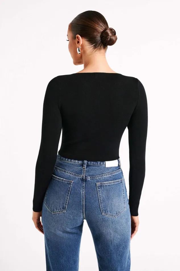 Meshki Basic Tops Haisley Long Sleeve Knit Top 8211 Black Black 8211 Women