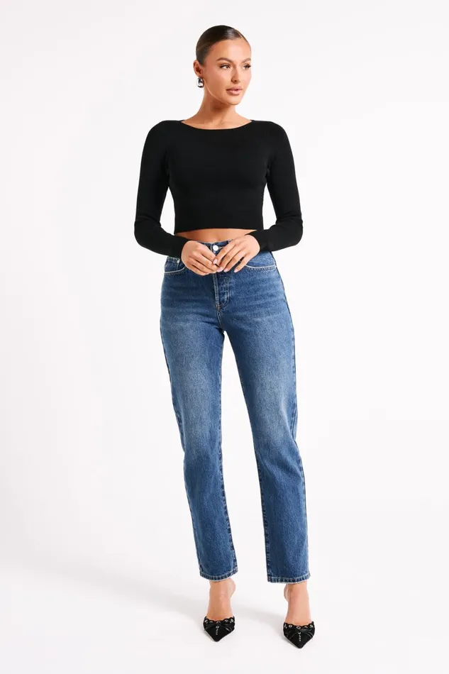 Meshki Basic Tops Haisley Long Sleeve Knit Top 8211 Black Black 8211 Women