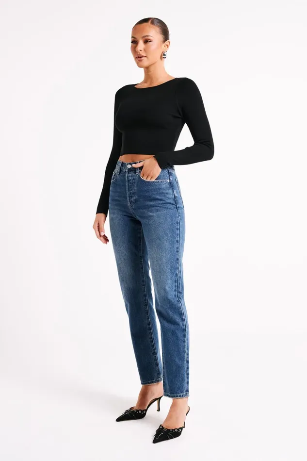 Meshki Basic Tops Haisley Long Sleeve Knit Top 8211 Black Black 8211 Women