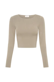 Meshki Basic Tops Haisley Long Sleeve Knit Top 8211 Taupe Taupe 8211 Women