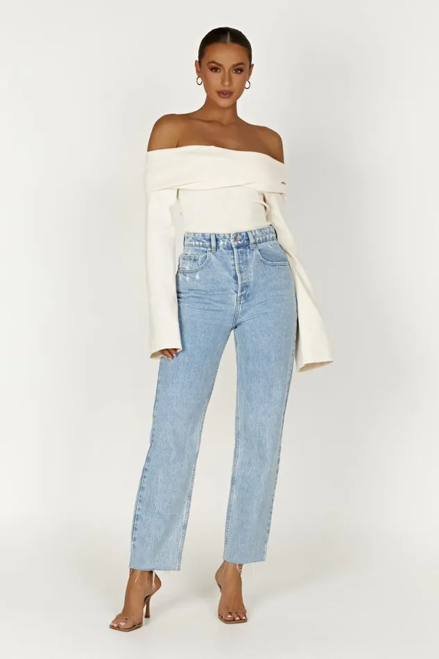 Meshki Basic Tops Marlisa Off Shoulder Twist Top 8211 Ivory Ivory 8211 Women