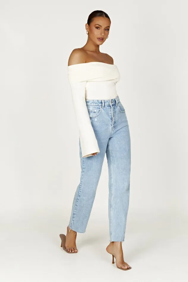 Meshki Basic Tops Marlisa Off Shoulder Twist Top 8211 Ivory Ivory 8211 Women