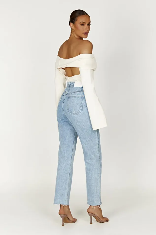 Meshki Basic Tops Marlisa Off Shoulder Twist Top 8211 Ivory Ivory 8211 Women