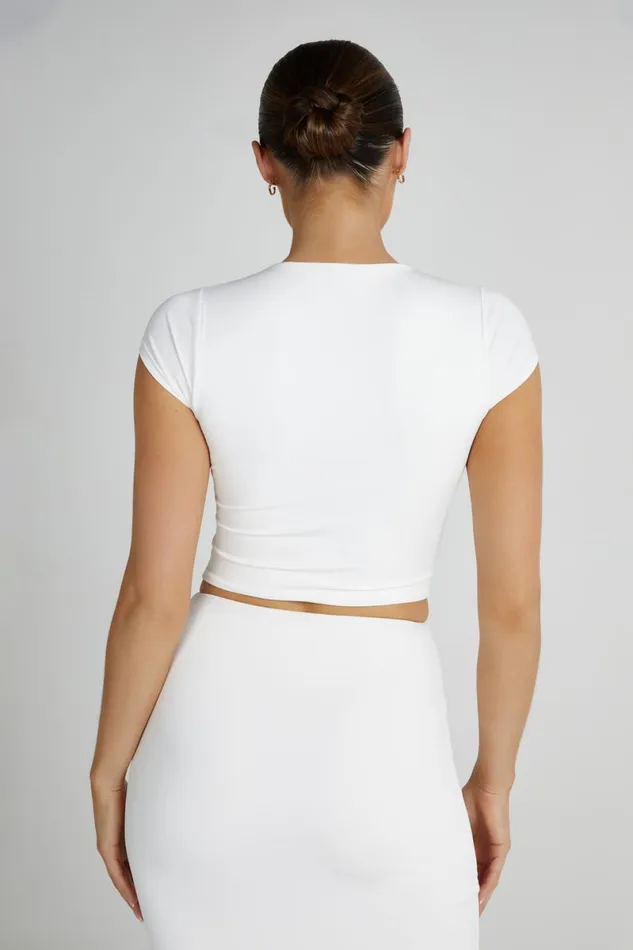 Meshki Basic Tops Olympia Recycled Nylon V Neck Top 8211 White White 8211 Women