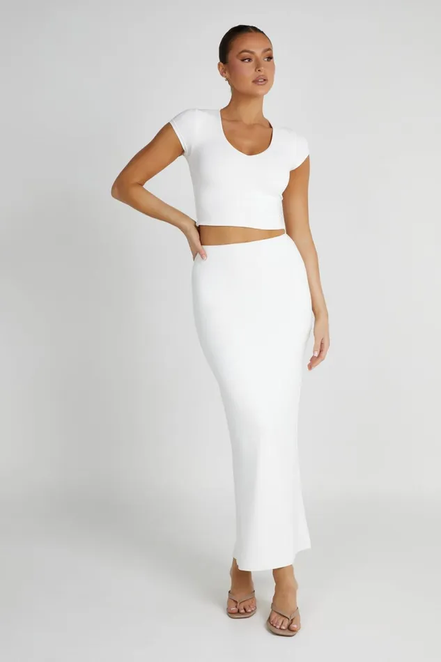 Meshki Basic Tops Olympia Recycled Nylon V Neck Top 8211 White White 8211 Women