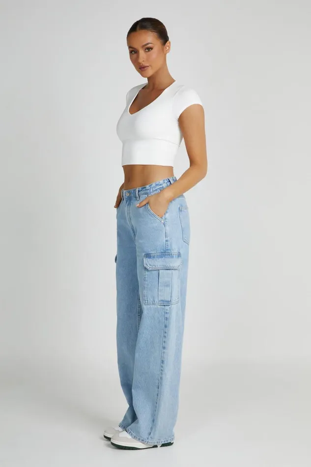 Meshki Basic Tops Olympia Recycled Nylon V Neck Top 8211 White White 8211 Women