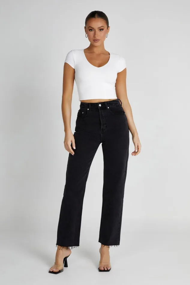 Meshki Basic Tops Olympia Recycled Nylon V Neck Top 8211 White White 8211 Women