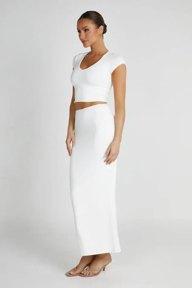 Meshki Basic Tops Olympia Recycled Nylon V Neck Top 8211 White White 8211 Women