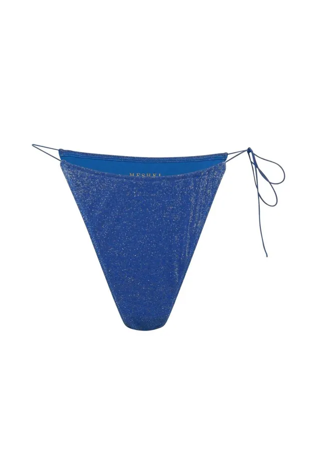 Meshki Bikini Bottoms Andie Ruched String Side Bikini Brief 8211 Cobalt Sparkle Cobaltsparkle 8211 Women