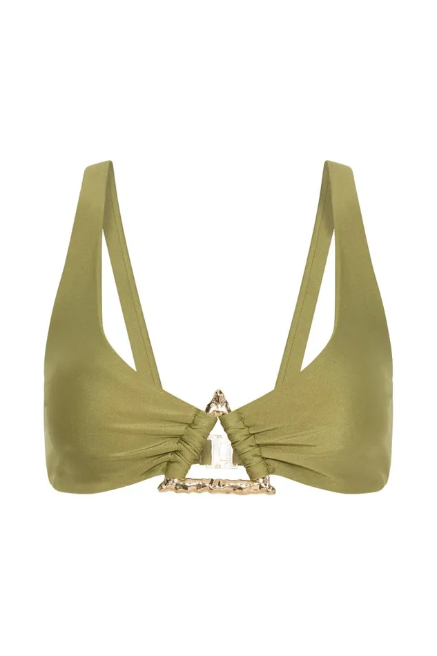 Meshki Bikini Tops Riley Triangle Hardware Bikini Top 8211 Olive Olive 8211 Women Meshki Bikini Tops Riley Triangle Hardware Bikini Top 8211 Olive Olive 8211 Women