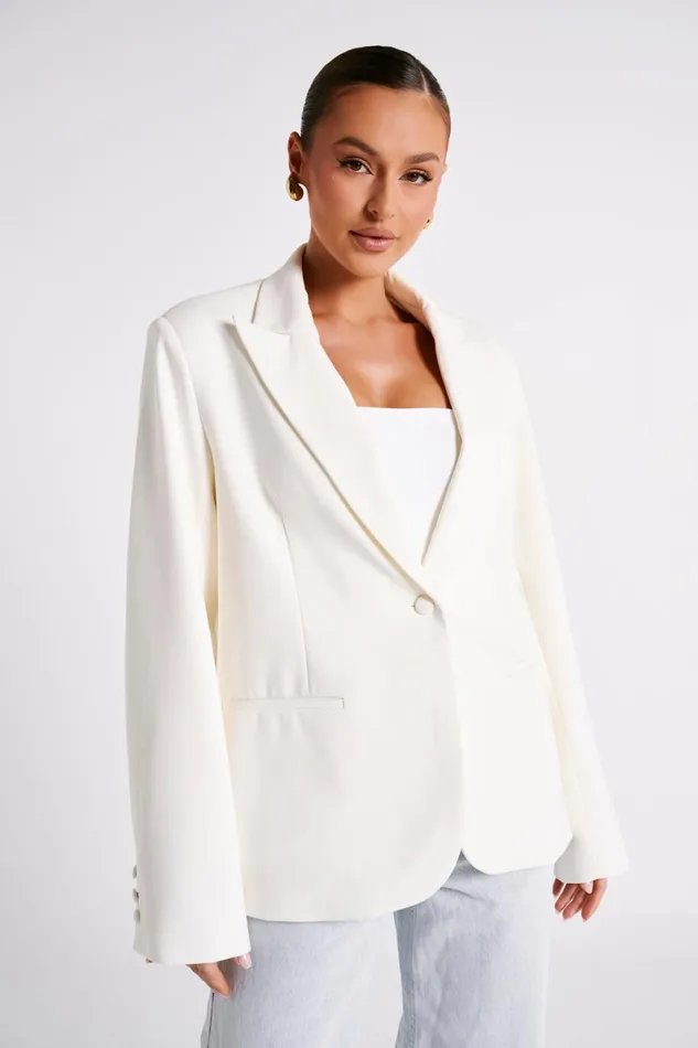 Meshki Blazers Bexley Oversized Blazer With Shoulder Pads 8211 Ivory Ivory 8211 Women