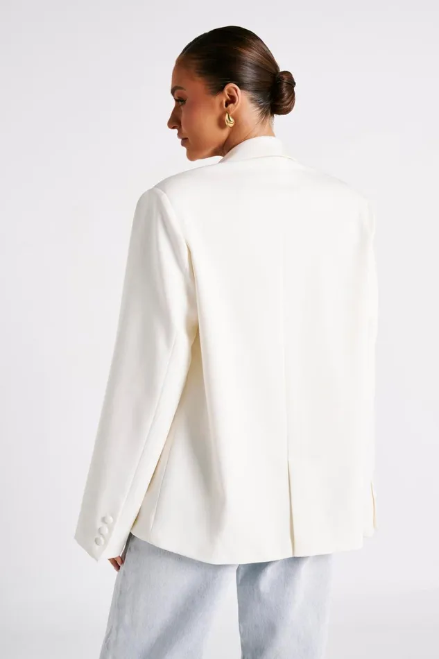Meshki Blazers Bexley Oversized Blazer With Shoulder Pads 8211 Ivory Ivory 8211 Women