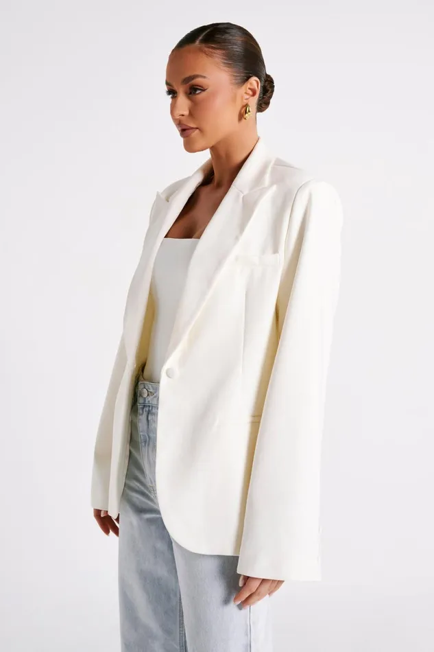 Meshki Blazers Bexley Oversized Blazer With Shoulder Pads 8211 Ivory Ivory 8211 Women