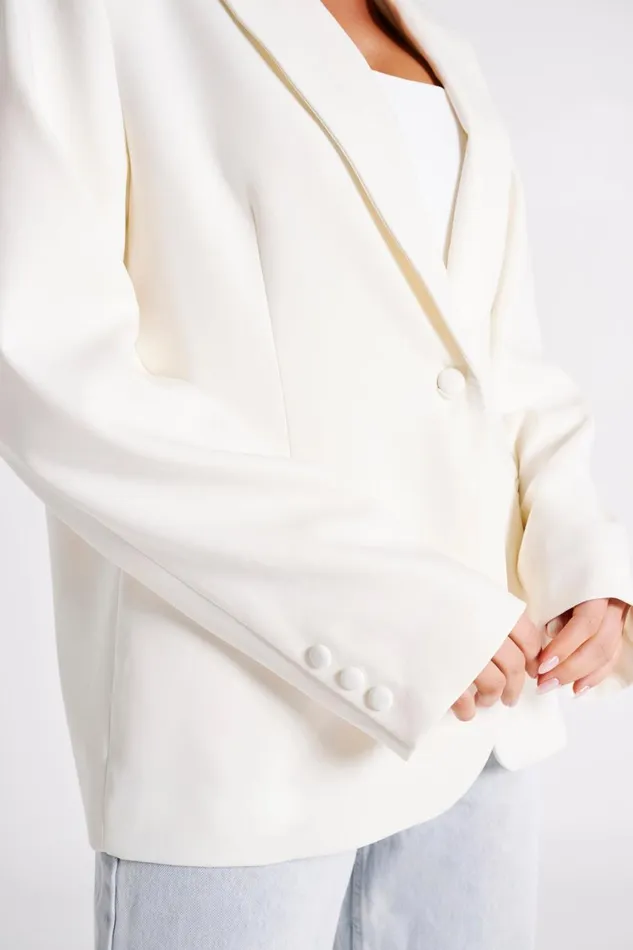 Meshki Blazers Bexley Oversized Blazer With Shoulder Pads 8211 Ivory Ivory 8211 Women