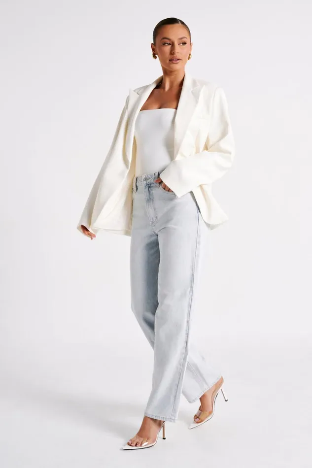 Meshki Blazers Bexley Oversized Blazer With Shoulder Pads 8211 Ivory Ivory 8211 Women