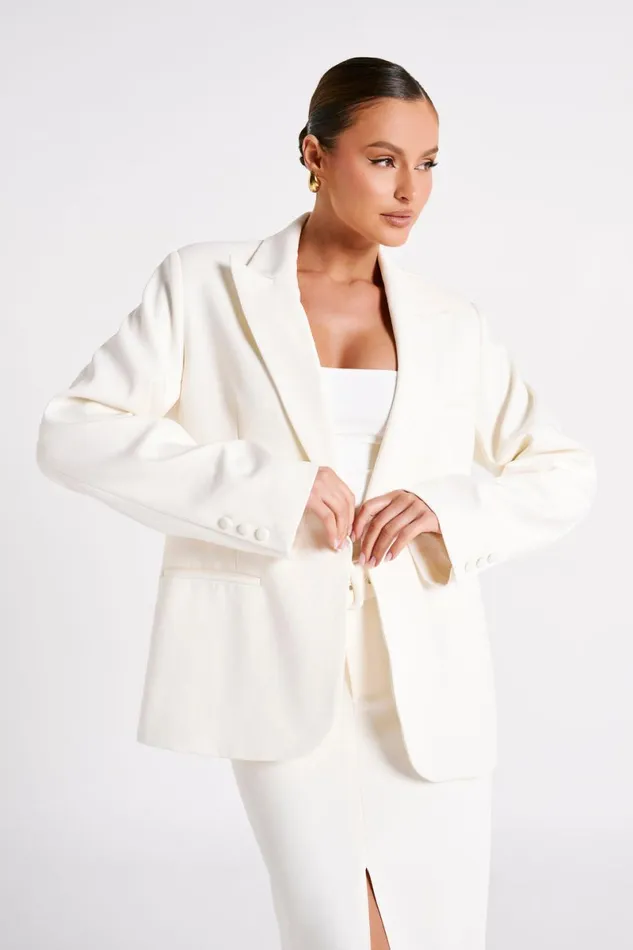 Meshki Blazers Bexley Oversized Blazer With Shoulder Pads 8211 Ivory Ivory 8211 Women