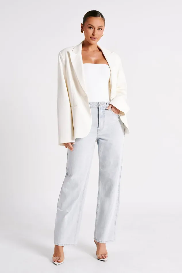 Meshki Blazers Bexley Oversized Blazer With Shoulder Pads 8211 Ivory Ivory 8211 Women