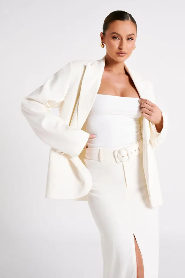 Meshki Blazers Bexley Oversized Blazer With Shoulder Pads 8211 Ivory Ivory 8211 Women