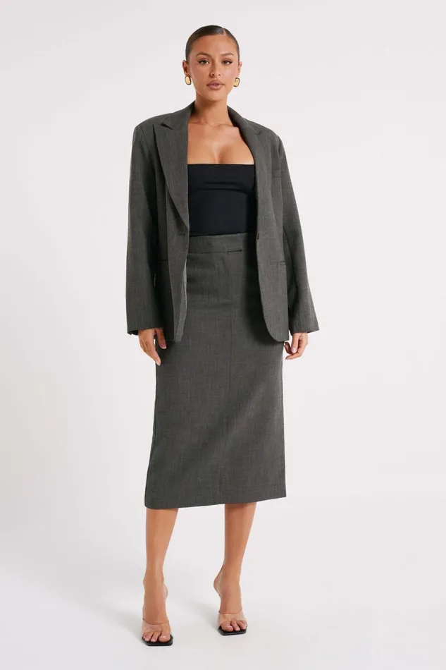 Meshki Blazers Drew Oversized Textured Blazer 8211 Charcoal Charcoal 8211 Women