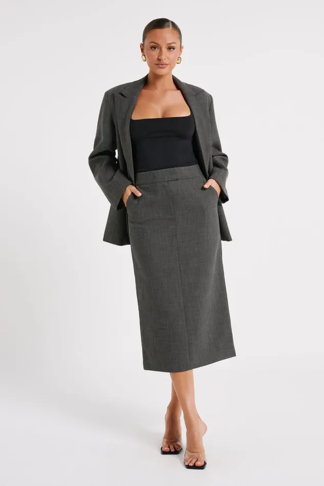 Meshki Blazers Drew Oversized Textured Blazer 8211 Charcoal Charcoal 8211 Women