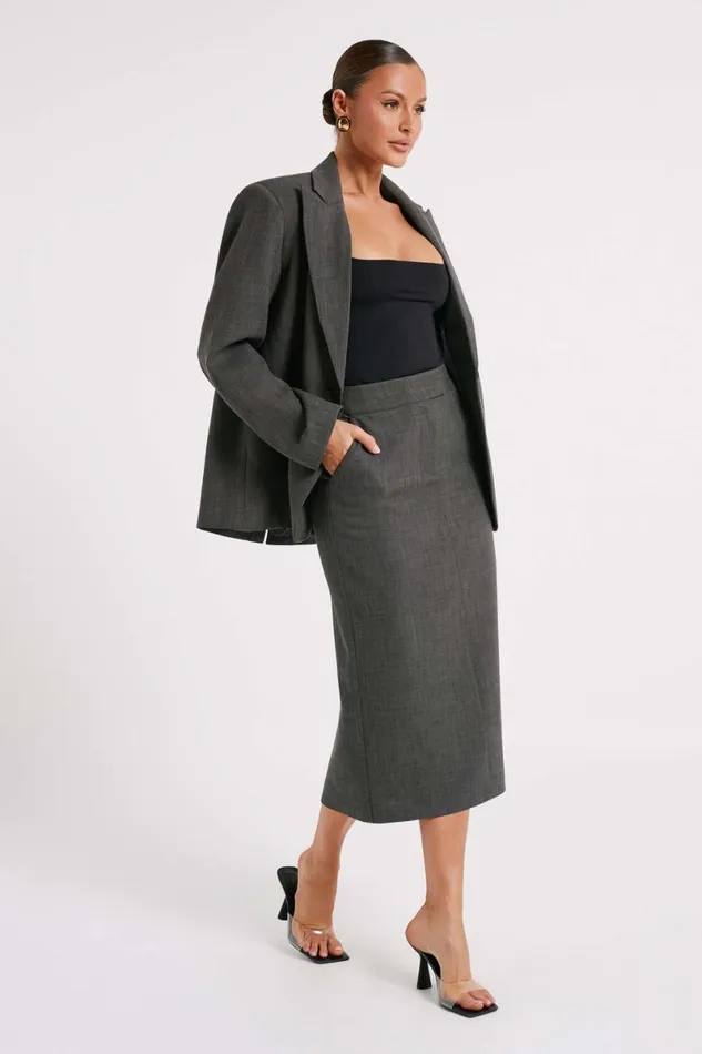 Meshki Blazers Drew Oversized Textured Blazer 8211 Charcoal Charcoal 8211 Women