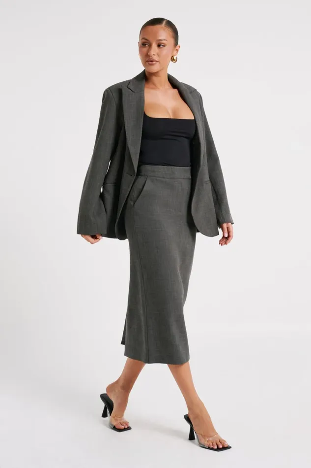Meshki Blazers Drew Oversized Textured Blazer 8211 Charcoal Charcoal 8211 Women