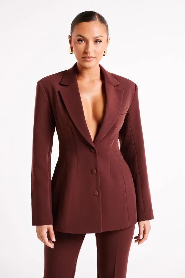 Meshki Blazers Greer Hourglass Suiting Blazer 8211 Dark Chocolate Darkchocolate 8211 Women