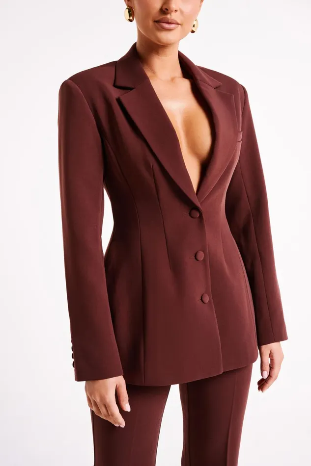 Meshki Blazers Greer Hourglass Suiting Blazer 8211 Dark Chocolate Darkchocolate 8211 Women