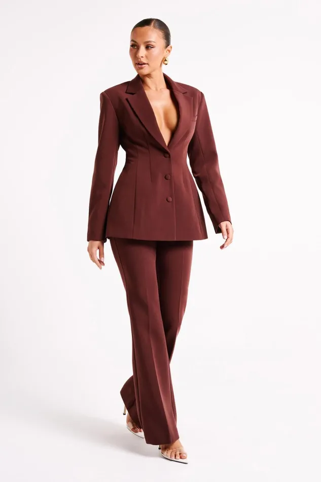 Meshki Blazers Greer Hourglass Suiting Blazer 8211 Dark Chocolate Darkchocolate 8211 Women