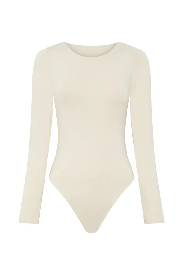 Meshki Bodysuits Cheyenne Long Sleeve Plunge Back Bodysuit 8211 Cream Cream 8211 Women