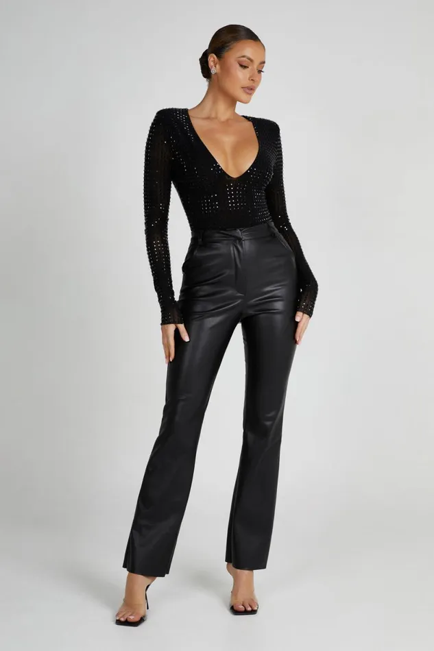 Meshki Bodysuits Keenan Square Diamante Bodysuit 8211 Black Black 8211 Women