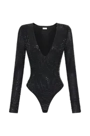Meshki Bodysuits Keenan Square Diamante Bodysuit 8211 Black Black 8211 Women