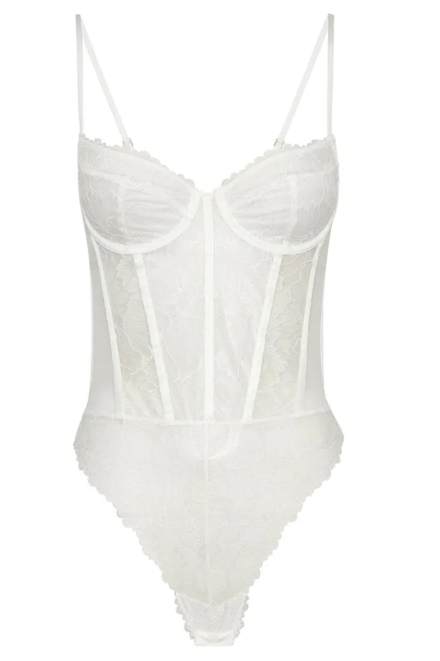 Meshki Brides Daisy Lace Mesh Bodysuit 8211 White White 8211 Women