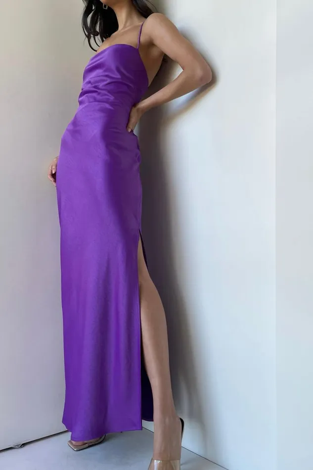 Meshki Bridesmaids Sydney Straight Neck Slip Maxi Dress 8211 Purple Purple 8211 Women