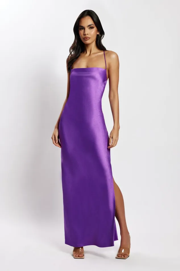 Meshki Bridesmaids Sydney Straight Neck Slip Maxi Dress 8211 Purple Purple 8211 Women