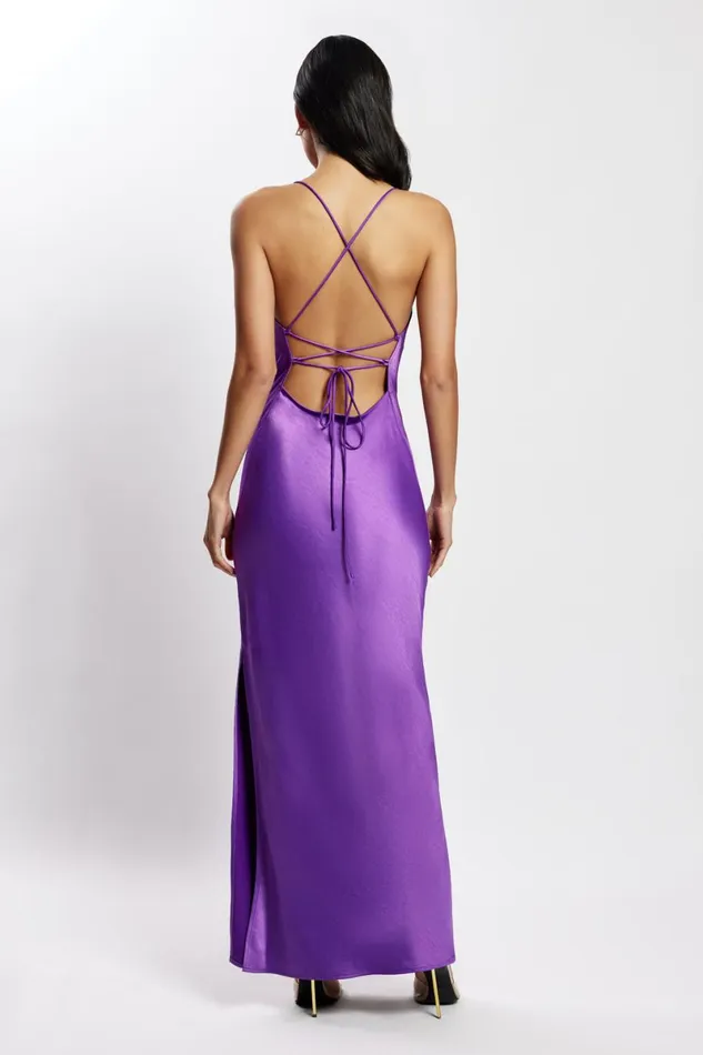 Meshki Bridesmaids Sydney Straight Neck Slip Maxi Dress 8211 Purple Purple 8211 Women